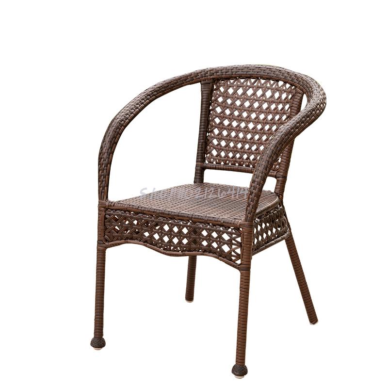 Rattan chair backrest chair single household rattan chair outdoor cafe armrest dining chair modern minimalist weaving